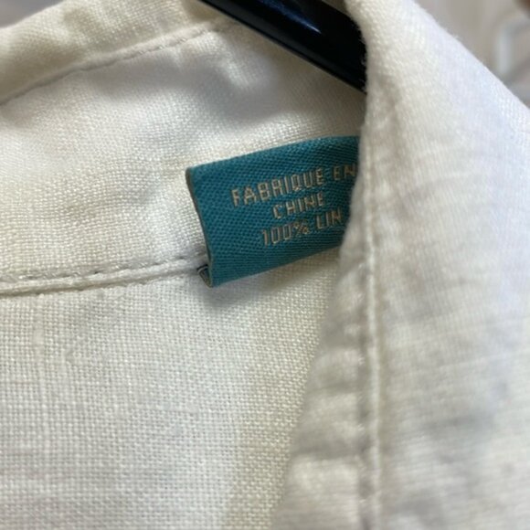 Tommy Bahama - Baggy 100% Linen Button Down Shirt - Cream Neutral - M - Picture 5 of 10